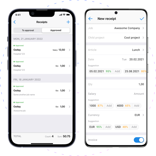 receipts section banner
